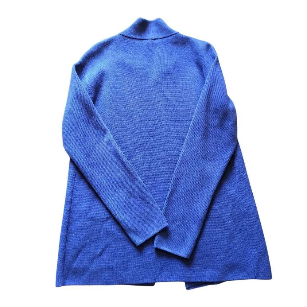NWT Talbots Sweater Jacket Womens XS Cobalt Blue Notch Collar Open Cotton Knit - Picture 3 of 5